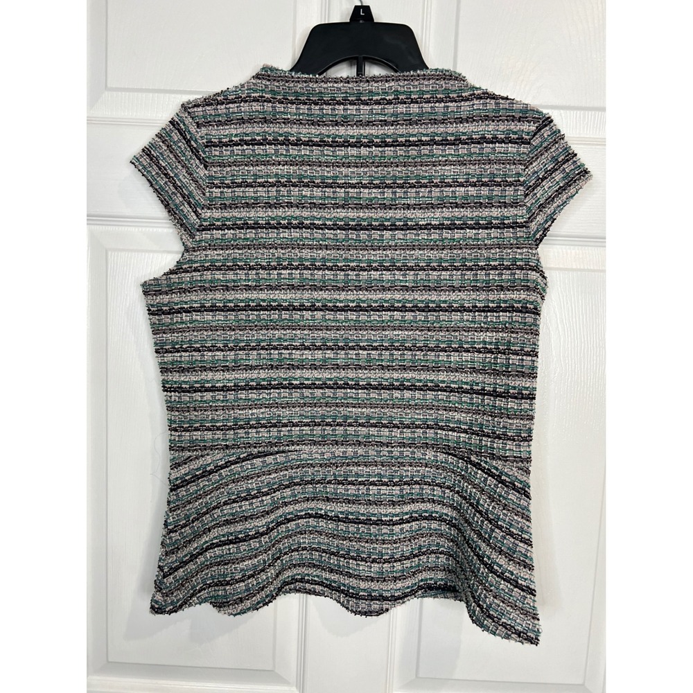 Ann Taylor Factory Women's Peplum Top Multicolor Tweed Knit Short Sleeve - Med